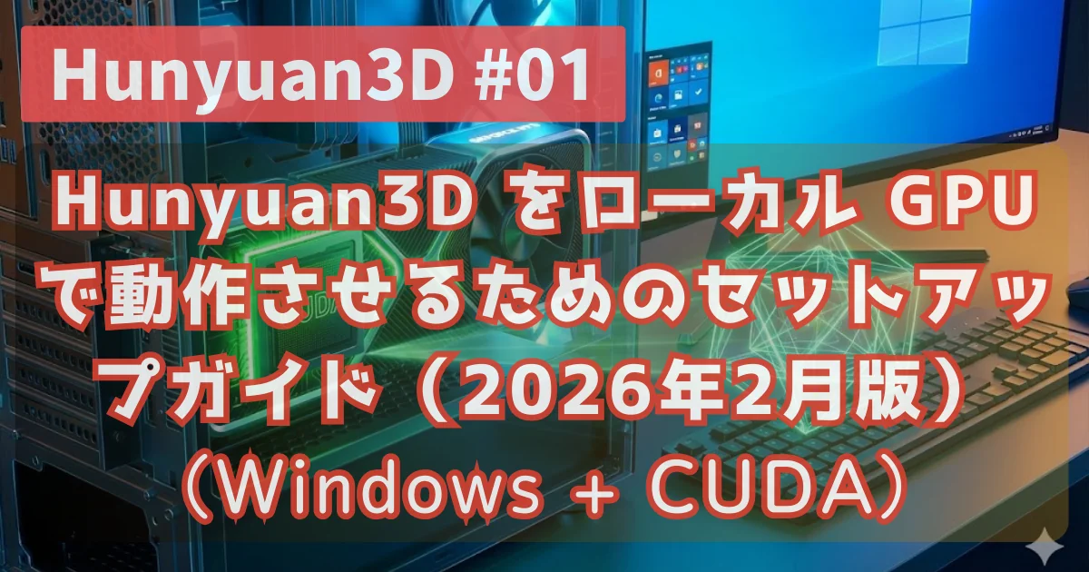 Hunyuan3D（ShapeGen & TexGen）を Windows + CUDA で実行するためのセットアップ（2026年2月版）