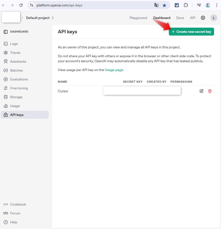Cursor:Webで動くチャットUIを作る:OpenAI APIキーを取得 01